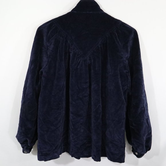 Vtg Patty Woodard Blue Velvet Blazer Jacket Open Front - Picture 5 of 5